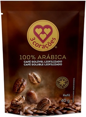 CAFÉ SOLÚVEL LIOFILIZADO 3 CORAÇÕES SACHÊ 40G REFIL