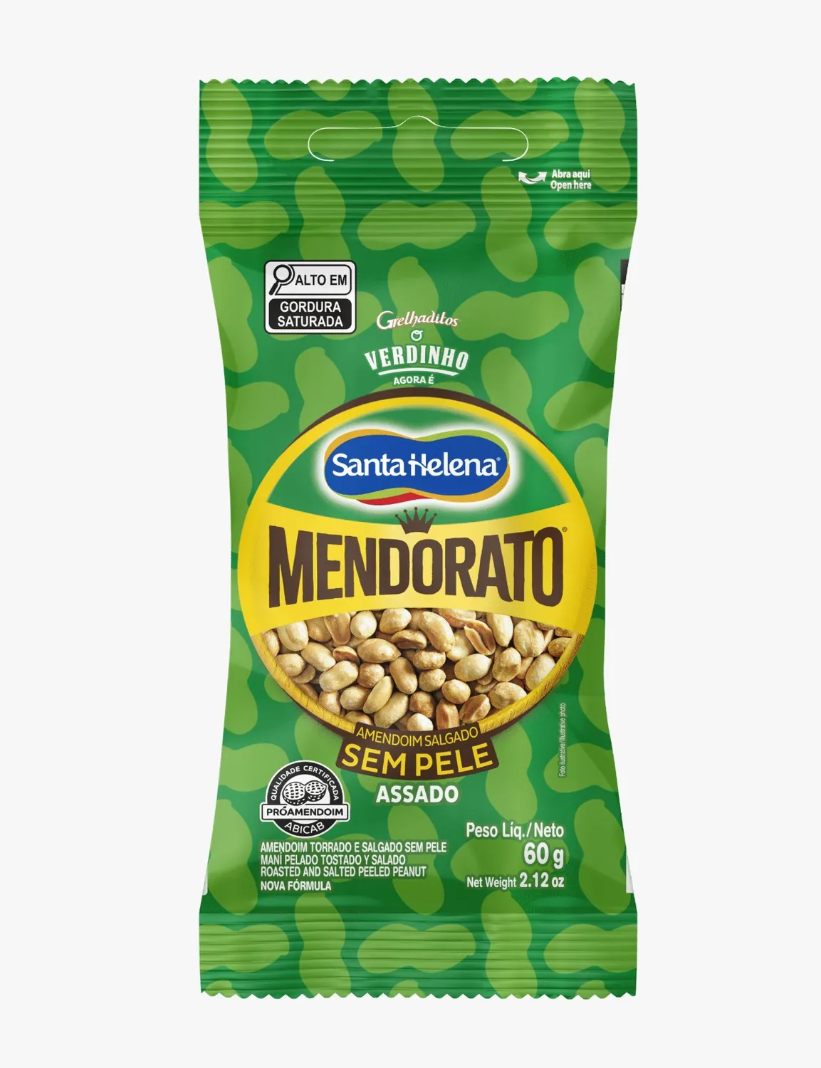 AMENDOIM TORRADO SALGADO SEM PELE GRELHADITOS PACOTE 60G