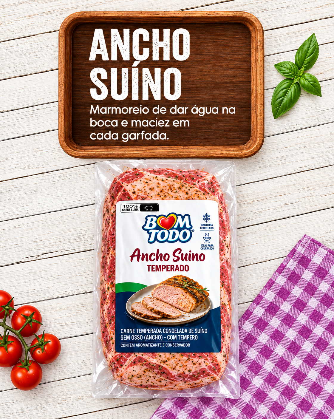 ANCHO SUÍNO CONGELADO TEMPERADO BOM TODO KG — imagem 1