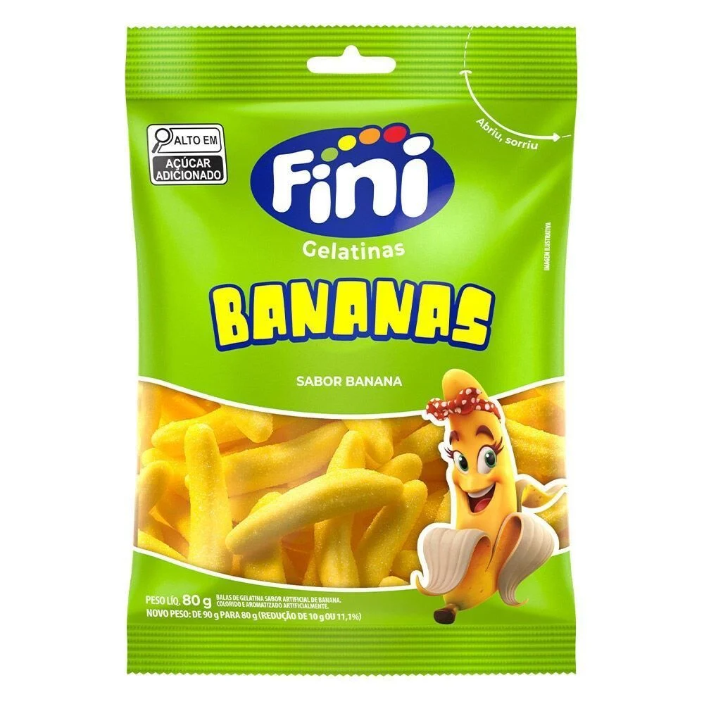 BALA DE GELATINA BANANAS FINI PACOTE 100G 0