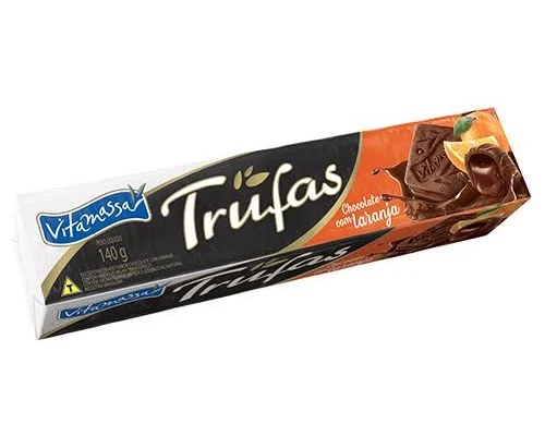 BISCOITO RECHEADO VITAMASSA TRUFAS 140G CHOCOLATE COM LARANJA