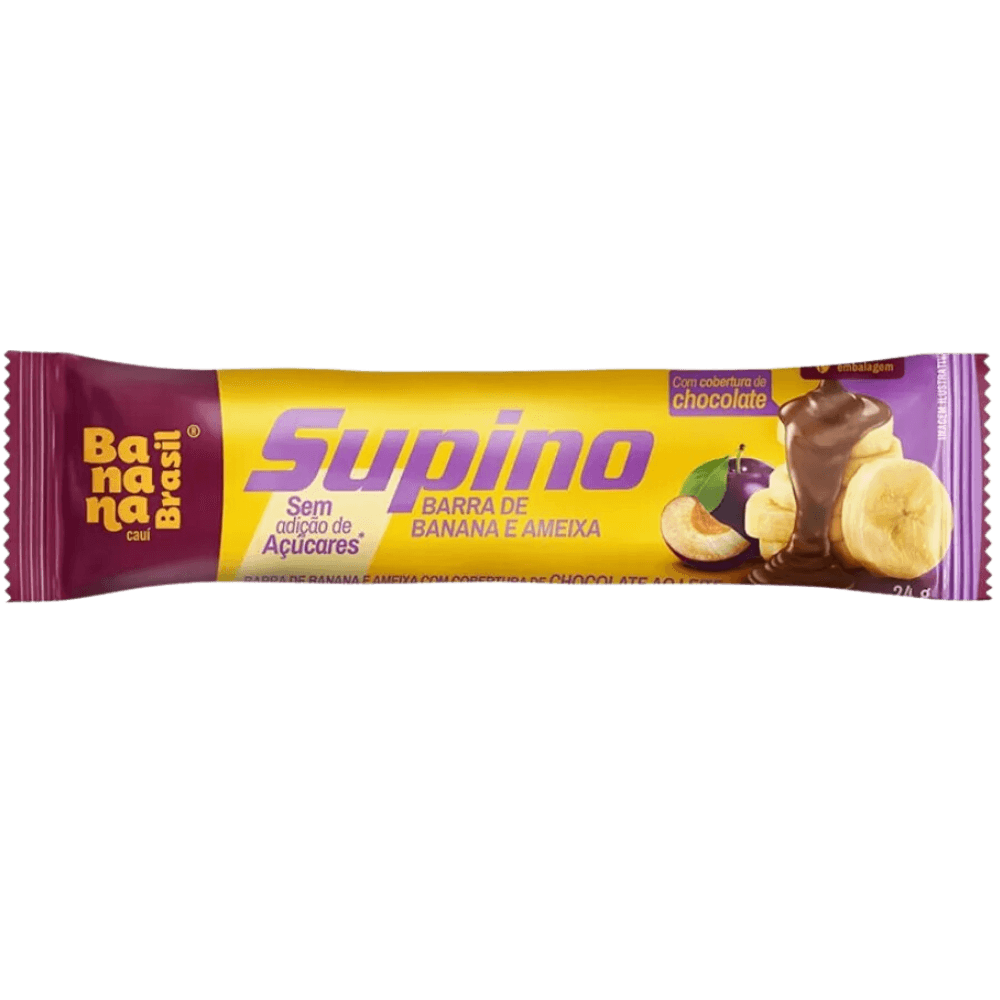 BARRA DE FRUTAS BANANA E AMEIXA COBERTURA CHOCOLATE AO LEITE SUPINO PACOTE 24G