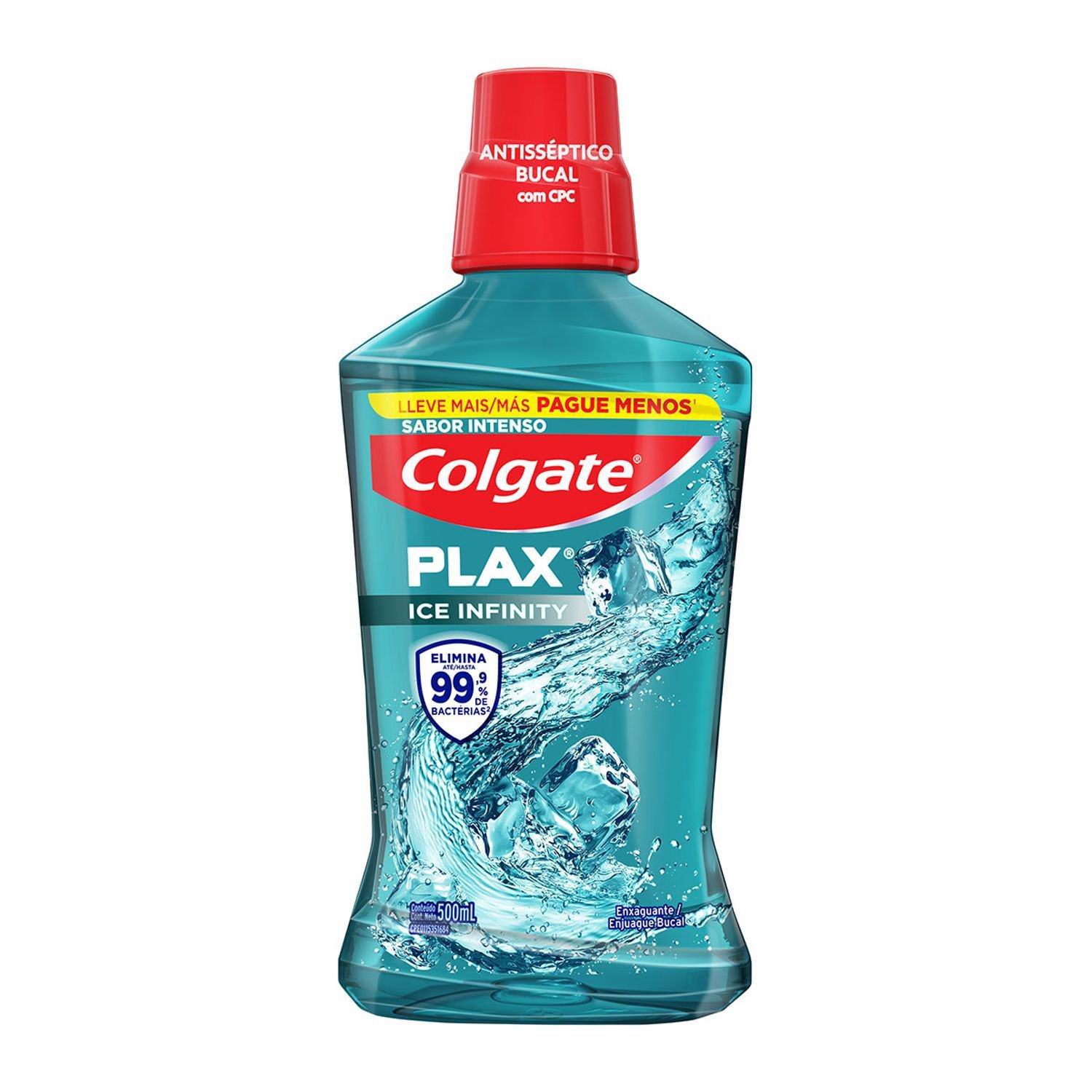 ENXAGUANTE BUCAL ICE INFINITY ROCK IN RIO COLGATE PLAX FRASCO LEVE 500ML PAGUE 350ML