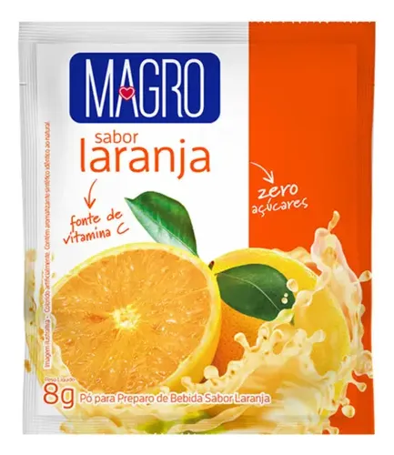 REFRESCO EM PÓ LARANJA ZERO AÇÚCAR MAGRO PACOTE 8G