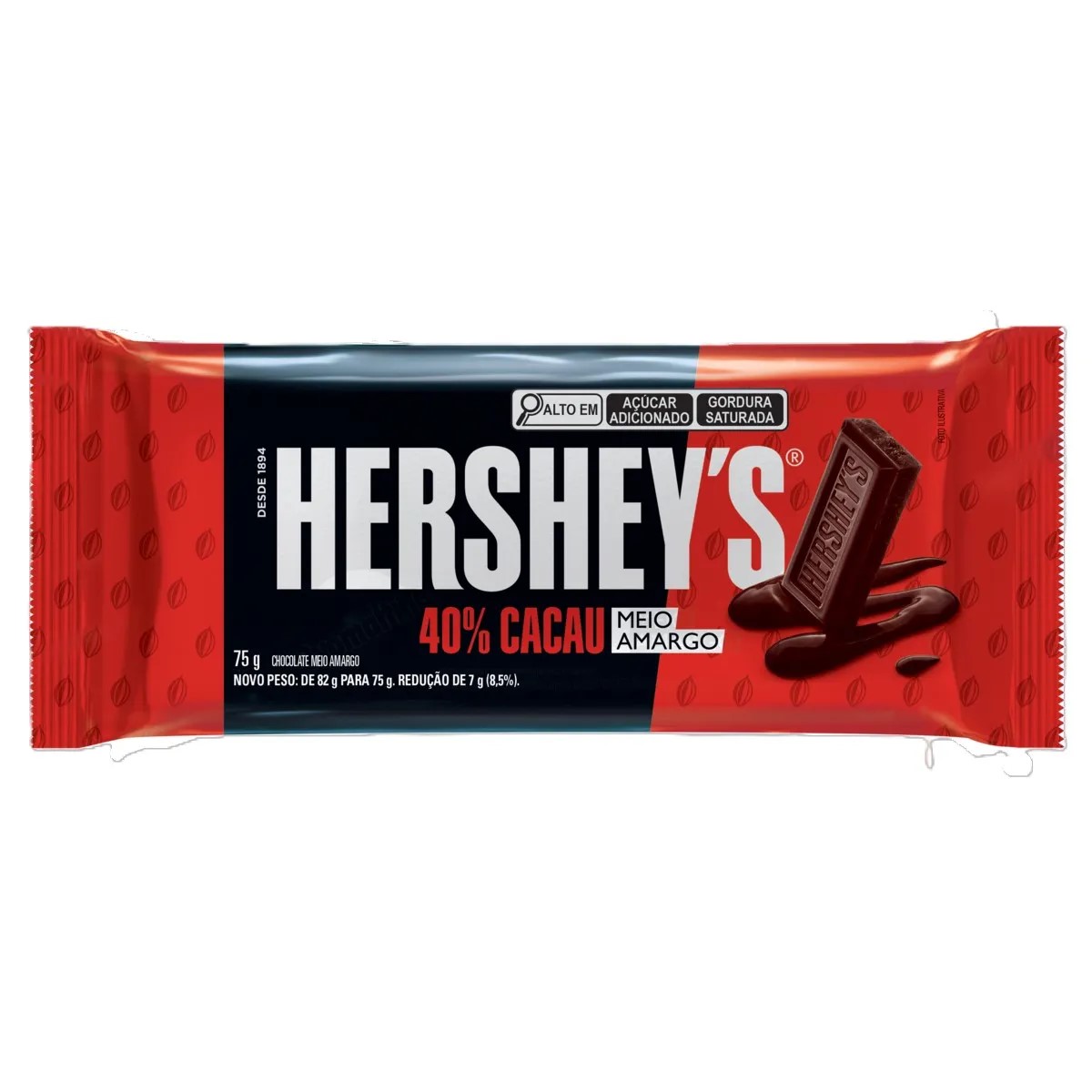 BARRA DE CHOCOLATE MEIO AMARGO HERSHEY'S 75G 40% CACAU