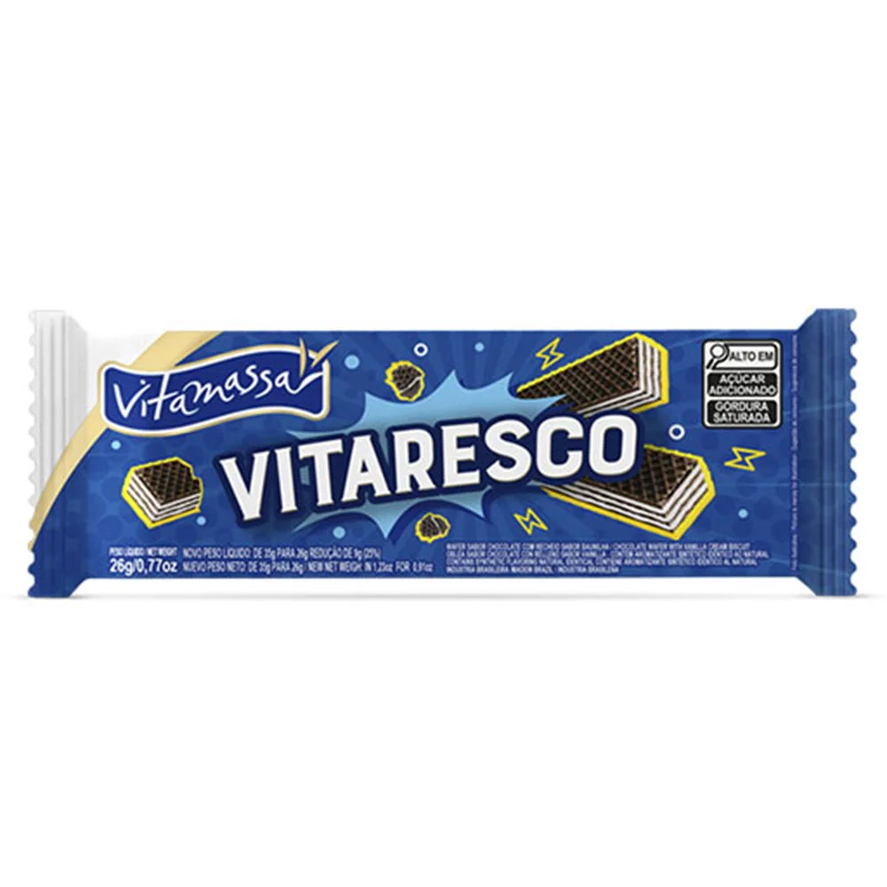 BISCOITO WAFER PREMIUM VITAMASSA 26G BAUNILHA