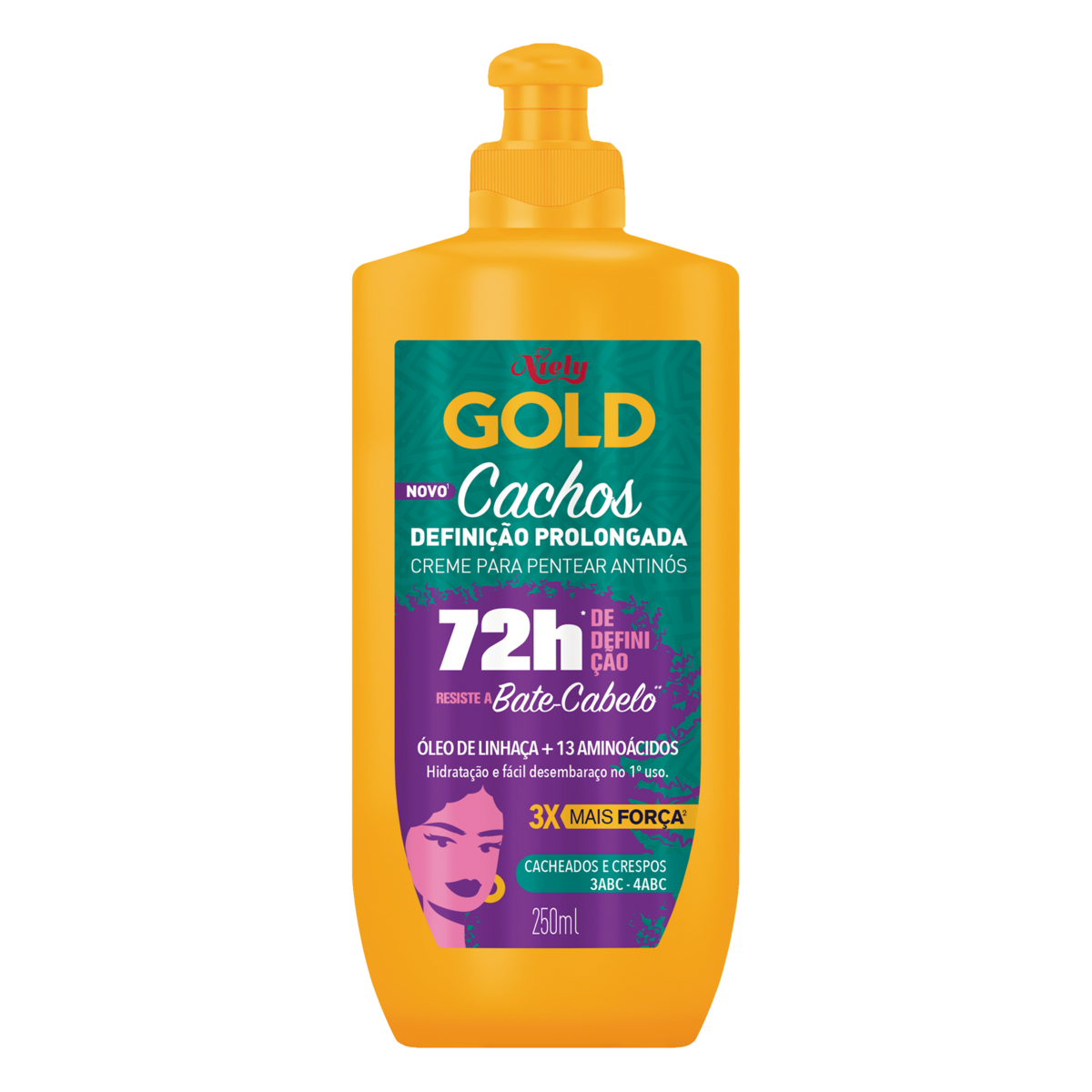 CREME PARA PENTEAR NIELY GOLD CACHOS DEFINIÇÃO PROLONGADA FRASCO 250ML 0