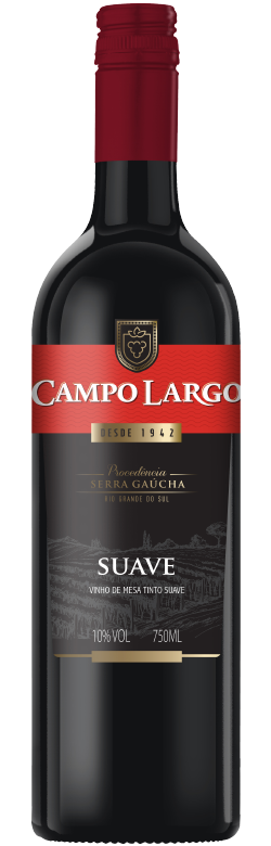 VINHO BRASILEIRO TINTO SUAVE CAMPO LARGO SERRA GAÚCHA GARRAFA 750ML