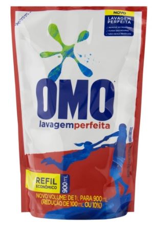 LAVA-ROUPAS LÍQUIDO OMO LAVAGEM PERFEITA SACHÊ 900ML REFIL 0