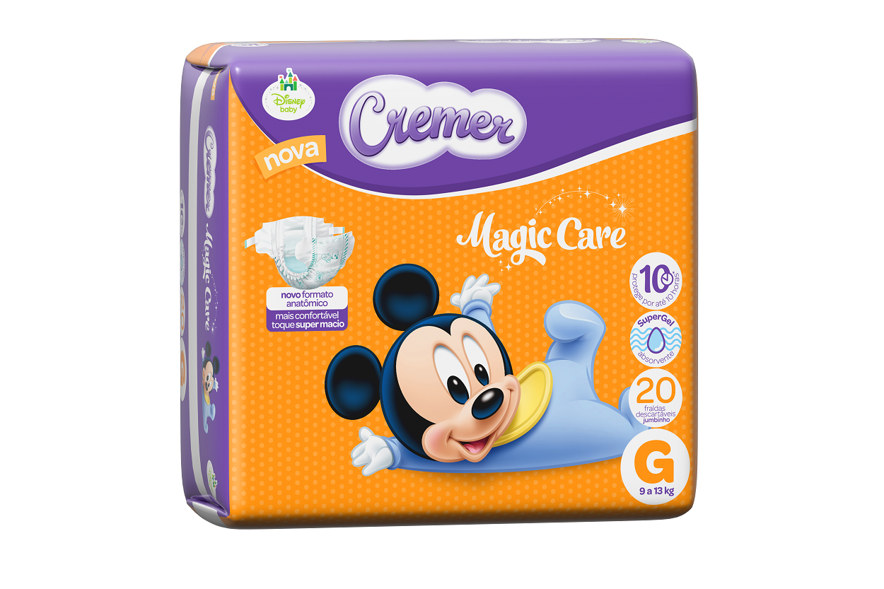 FRALDA DESCARTÁVEL INFANTIL CREMER MAGIC CARE G PACOTE 16 UNIDADES