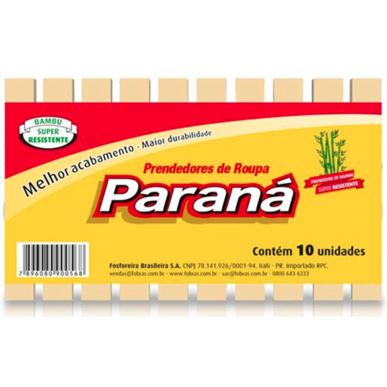 PRENDEDOR DE ROUPA MADEIRA COM 10 UNIDADES PARANA