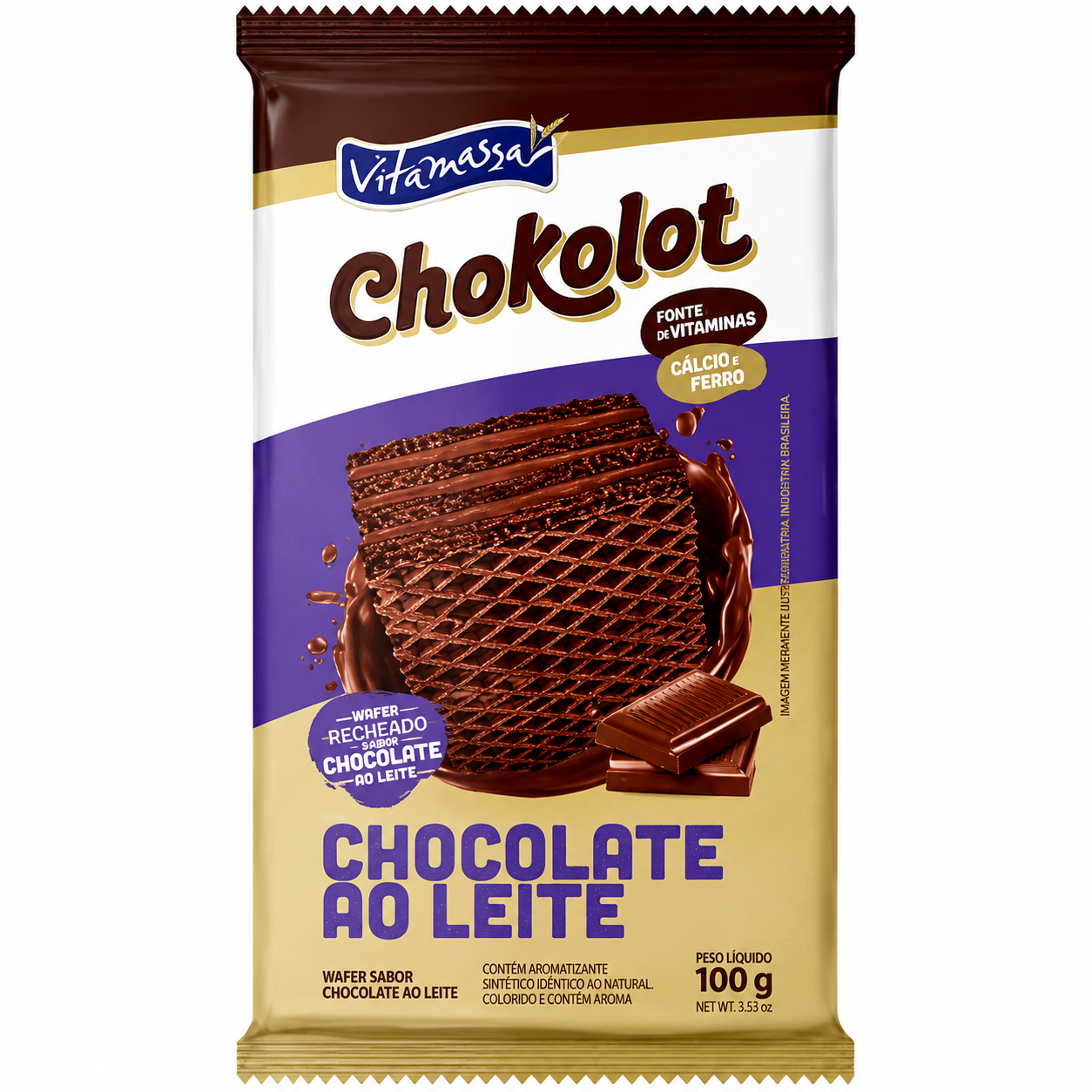 BISCOITO WAFER VITAMASSA CHOKOLOT CHOCOLATE 100G