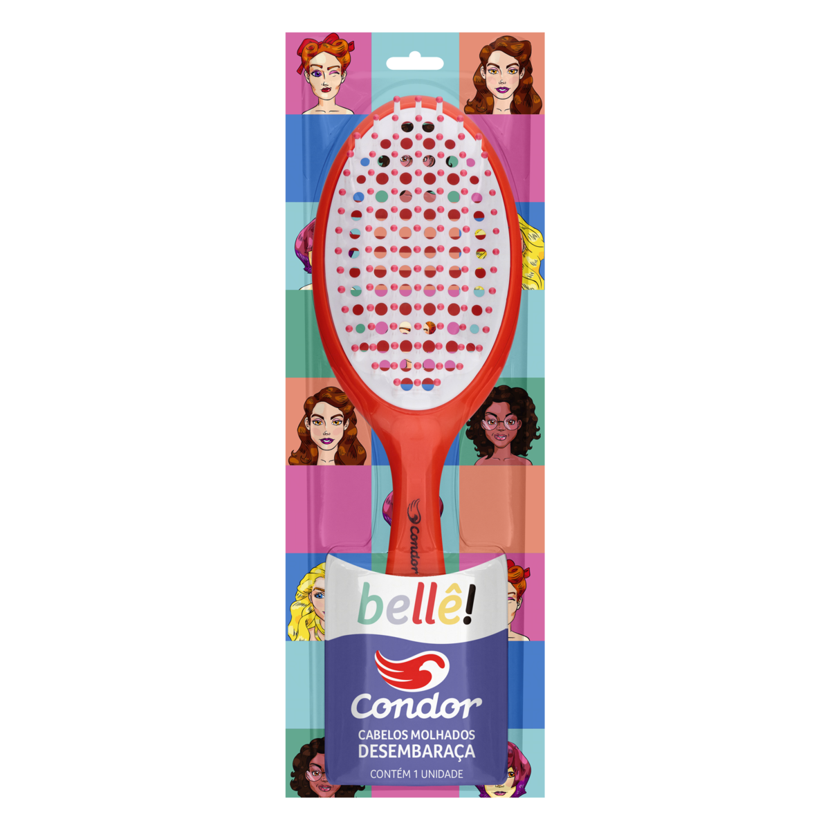 ESCOVA PARA CABELO OVAL VERMELHA CONDOR BELLÊ!