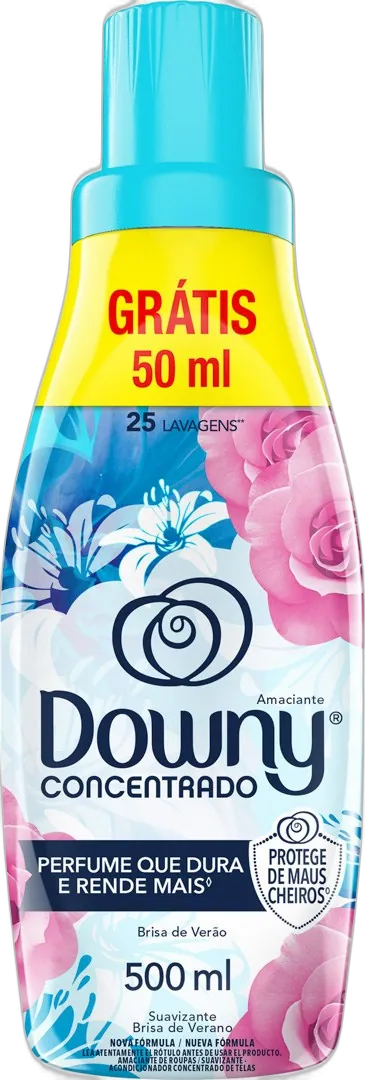 AMACIANTE DE ROUPA CONCENTRADO BRISA DE VERÃO DOWNY FRASCO LEVE 500ML PAGUE 450ML COM 50ML GRÁTIS
