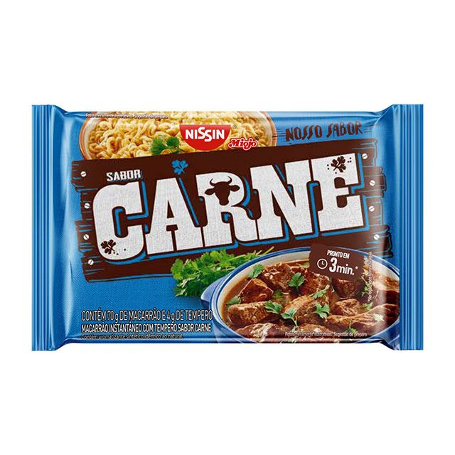 MACARRÃO INSTANTÂNEO LÁMEN CARNE NISSIN MIOJO NOSSO SABOR PACOTE 74G 0