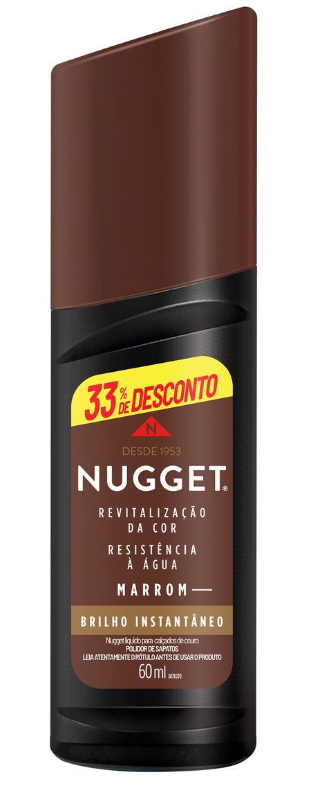 POLIDOR DE SAPATO LÍQUIDO MARROM NUGGET FRASCO 60ML PREÇO PROMOCIONAL 0
