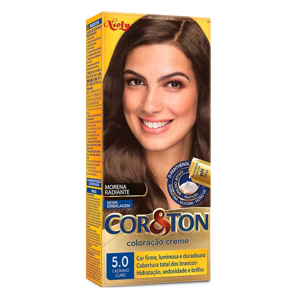 KIT COLORAÇÃO CREME COR 5.0 CASTANHO CLARO NIELY COR&TON