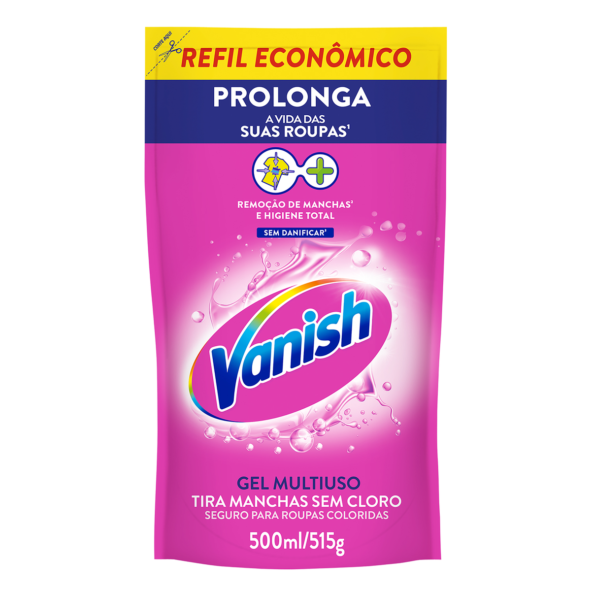 TIRA-MANCHAS GEL MULTIUSO VANISH SACHE 500ML REFIL ECONOMICO PINK