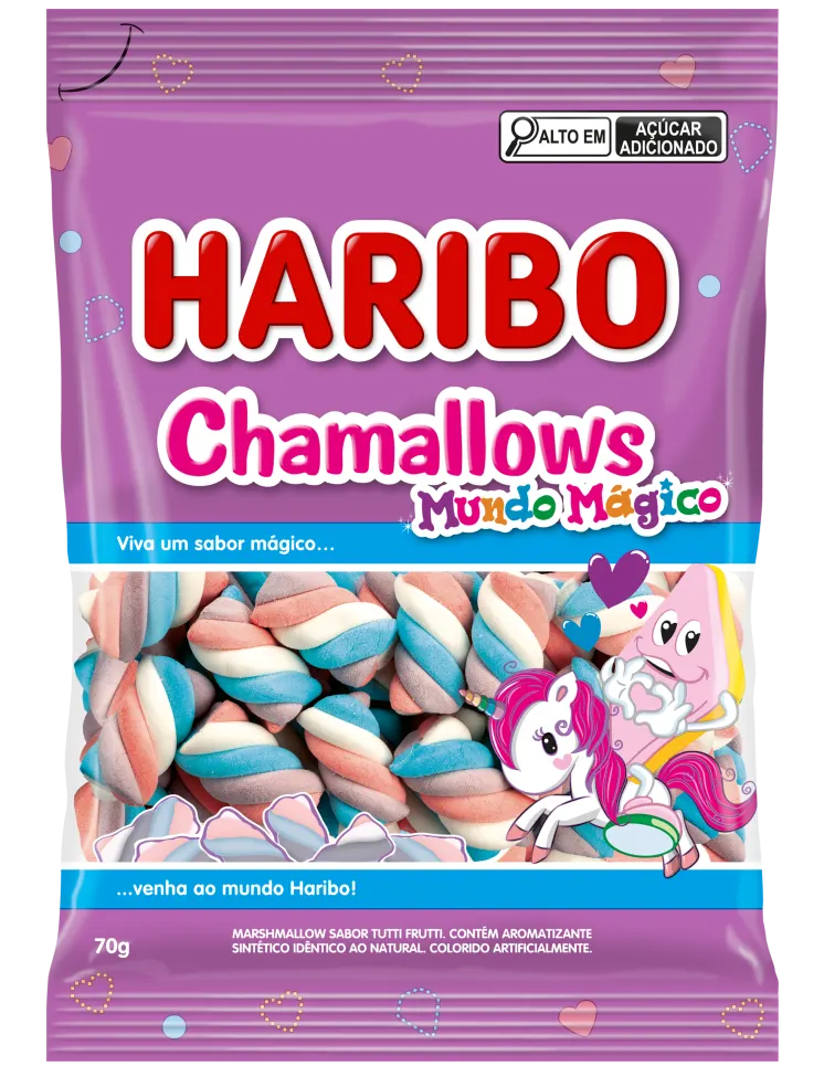 MARSHMALLOW TUTTI FRUTTI MUNDO MÁGICO HARIBO CHAMALLOWS PACOTE 70G