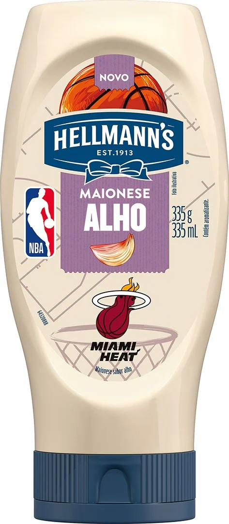 MAIONESE ALHO NBA MIAMI HEAT HELLMANNS SQUEEZE 335G