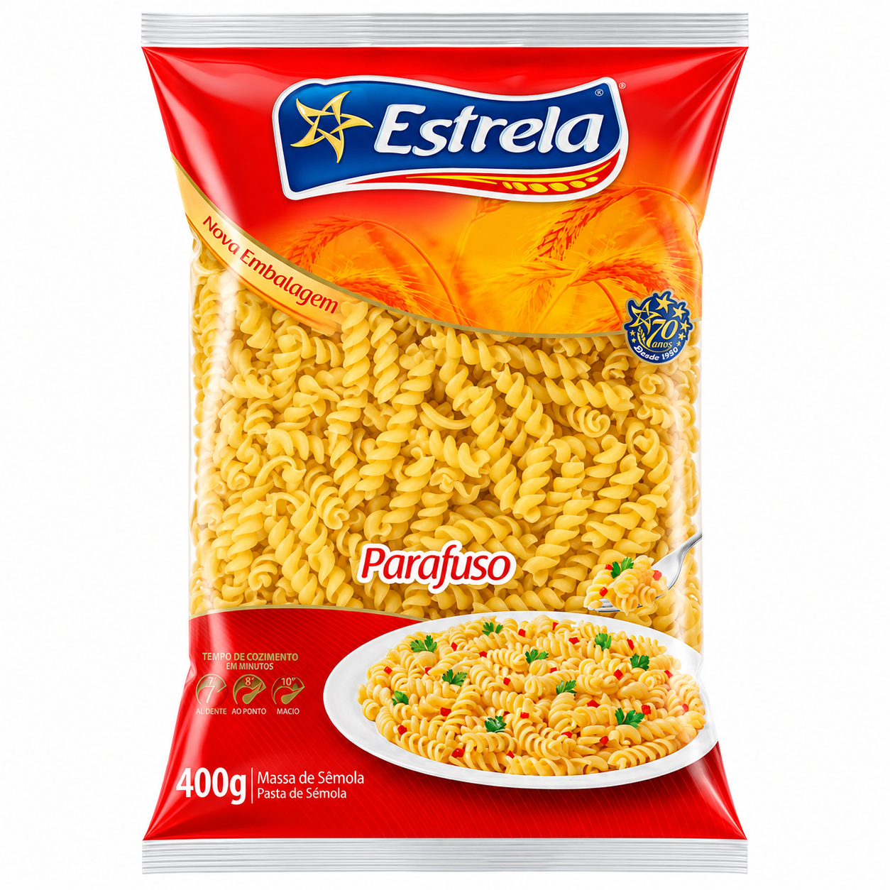 MACARRÃO DE SÊMOLA PARAFUSO ESTRELA PACOTE 400G