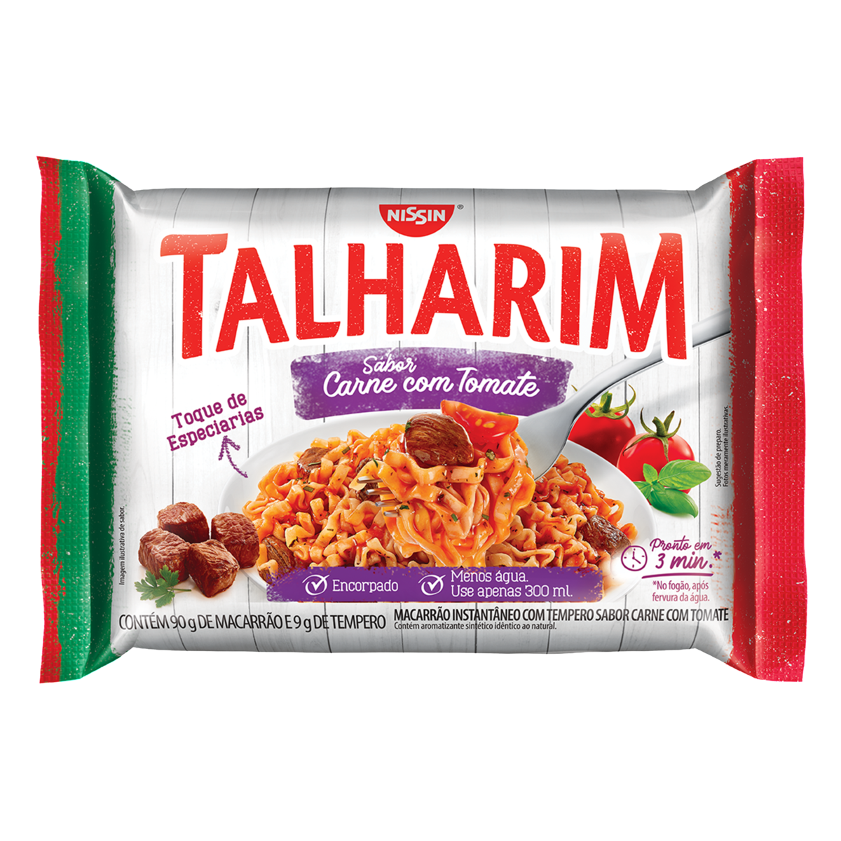 MACARRÃO INSTANTÂNEO TALHARIM CARNE COM TOMATE NISSIN PACOTE 99G 0