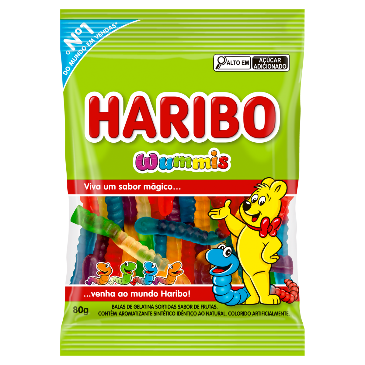 BALA DE GELATINA FRUTAS WUMMIS HARIBO PACOTE 80G