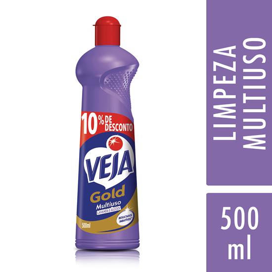 LIMPADOR MULTIUSO COM ÁLCOOL LAVANDA VEJA GOLD SQUEEZE 500ML GRÁTIS 10% DE DESCONTO