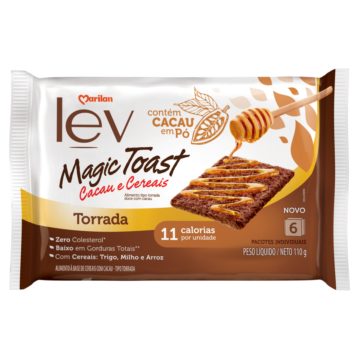 TORRADA CACAU E CEREAIS MARILAN LEV MAGIC TOAST PACOTE 110G 6 UNIDADES 0