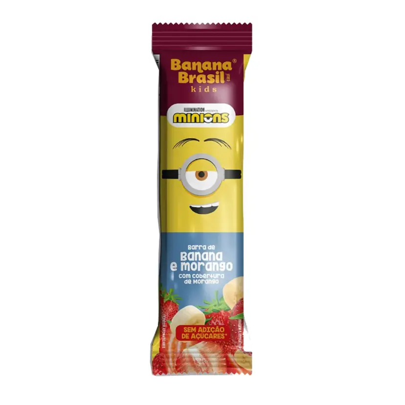 BARRA DE FRUTAS BANANA BRASIL KIDS MINIONS BANANA E MORANGO 22G — imagem 1