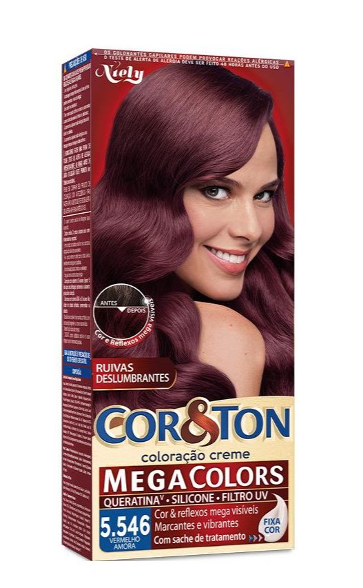 KIT COLORAÇÃO CREME COR 5.546 VERMELHO AMORA NIELY COR&TON MEGA COLORS