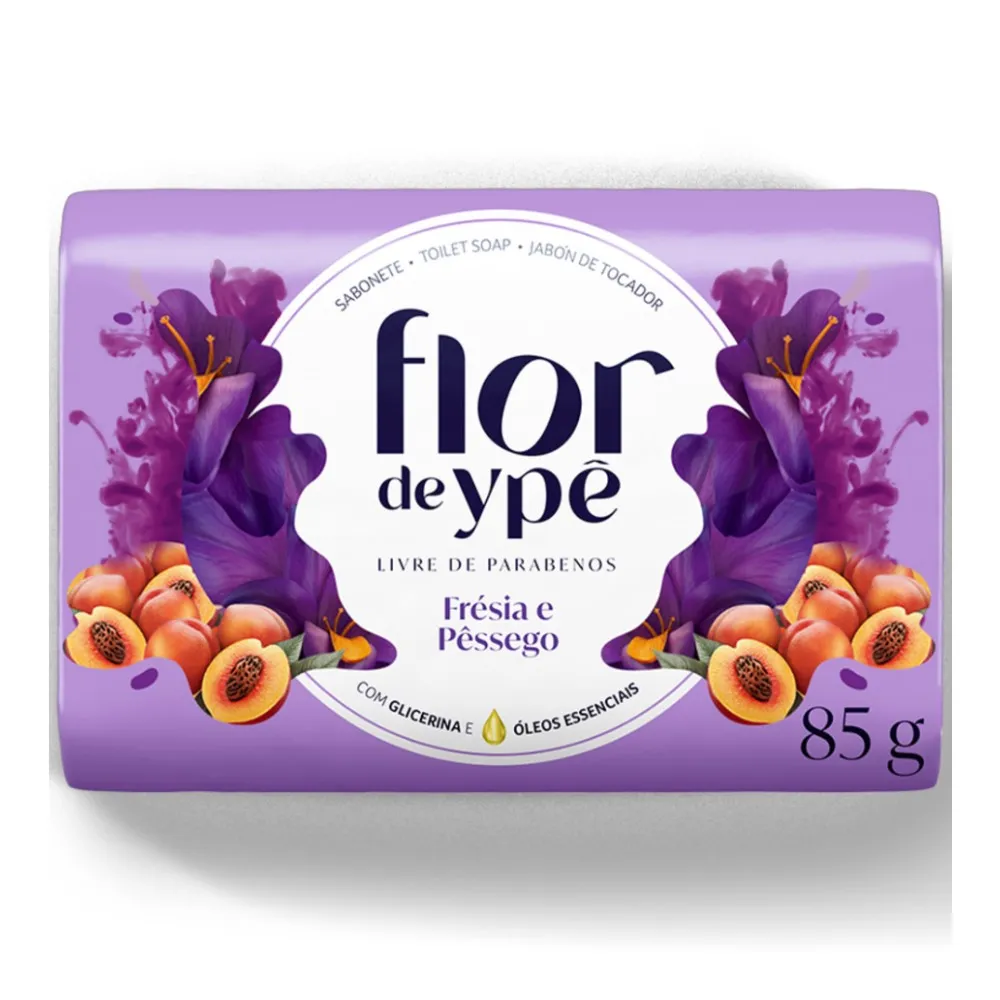 SABONETE EM BARRA FLOR DE YPÊ FRÉSIA E PÊSSEGO 85G