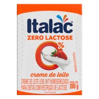 CREME DE LEITE UHT LEVE HOMOGENEIZADO ZERO LACTOSE ITALAC CAIXA 200G