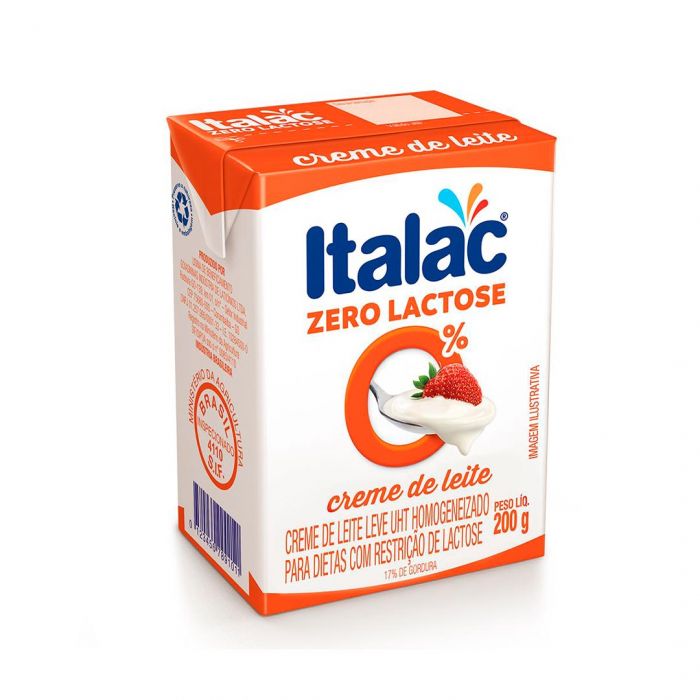 CREME DE LEITE UHT LEVE HOMOGENEIZADO ZERO LACTOSE ITALAC CAIXA 200G