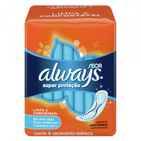 ABSORVENTE SEM ABAS SECA ALWAYS P PACOTE 8 UNIDADES 0