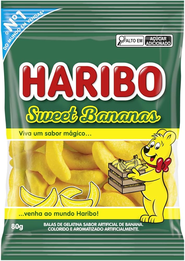 BALA DE GELATINA SWEET BANANAS HARIBO PACOTE 80G