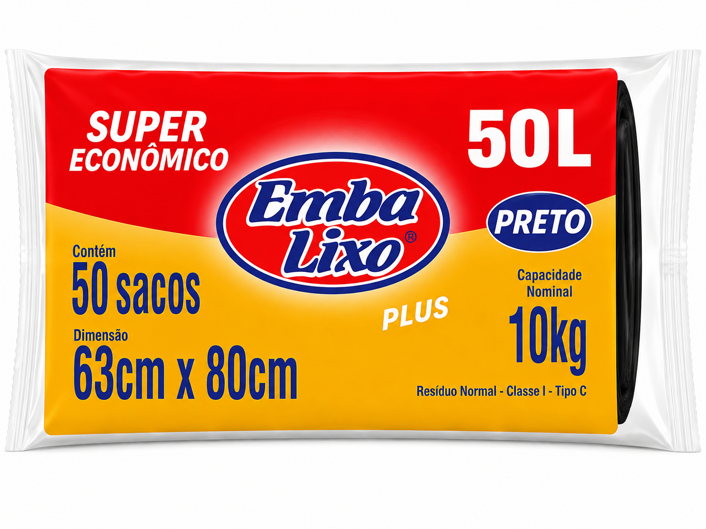 SACO PARA LIXO 50L EMBALIXO PLUS 50 UNIDADES SUPER ECONÔMICO