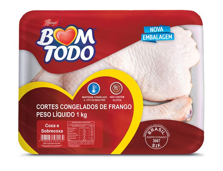 BANDEJA DE COXA COM SOBRECOXA FRANGO CONGELADO BOM TODO 1KG