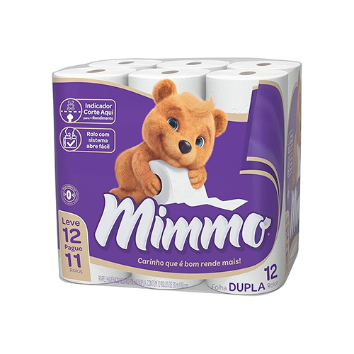 PAPEL HIGIÊNICO FOLHA DUPLA NEUTRO MIMMO 30M PACOTE LEVE 12 PAGUE 11 UNIDADES