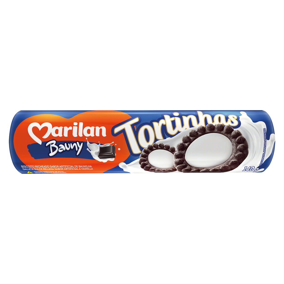 BISCOITO RECHEIO BAUNY MARILAN TORTINHAS PACOTE 140G