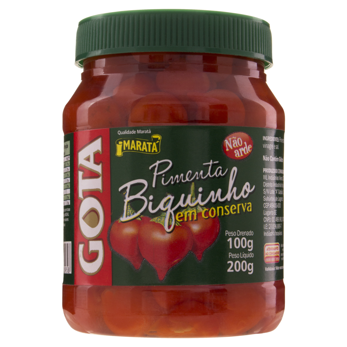 PIMENTA-BIQUINHO EM CONSERVA GOTA MARATÁ POTE 100G