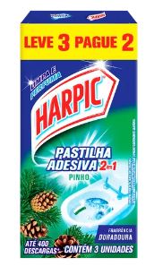 DETERGENTE SANITÁRIO PASTILHA ADESIVA PINHO HARPIC LEVE 3 PAGUE 2 UNIDADES 0