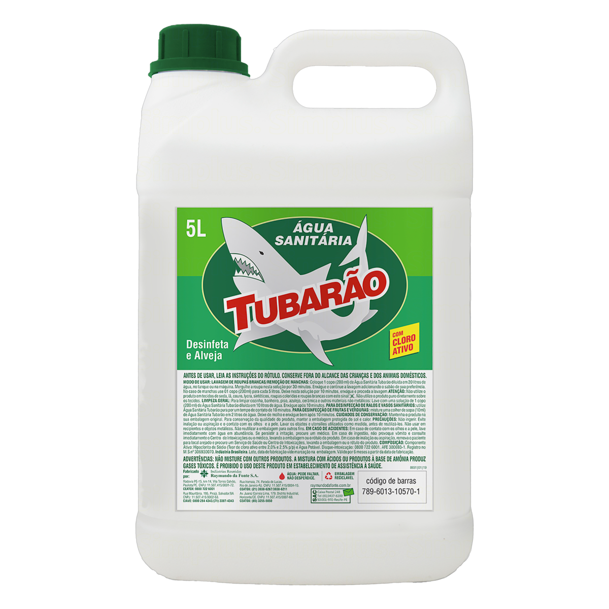 ÁGUA SANITÁRIA TUBARÃO GALÃO 5L