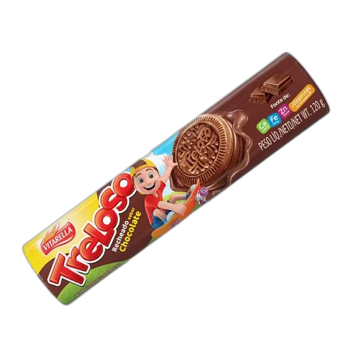 BISCOITO CHOCOLATE RECHEIO CHOCOLATE VITARELLA TRELOSO PACOTE 120G