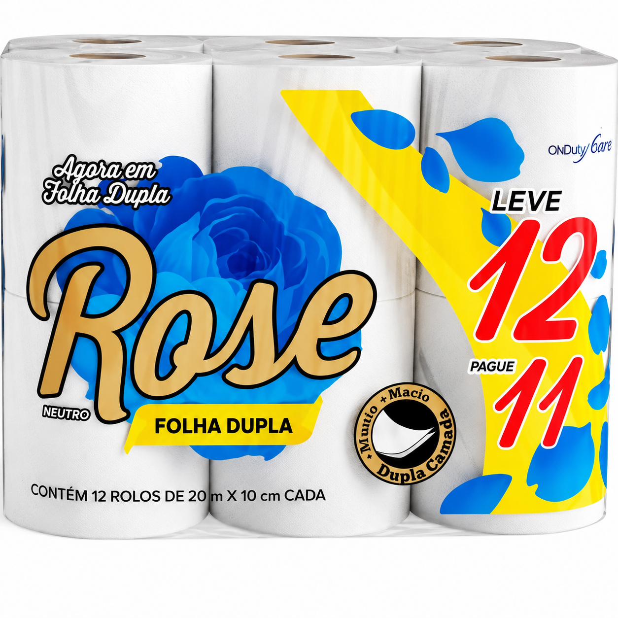 PAPEL HIGIENICO ROSE LV12 PG11 20M FOLHA DUPLA NEUTRO