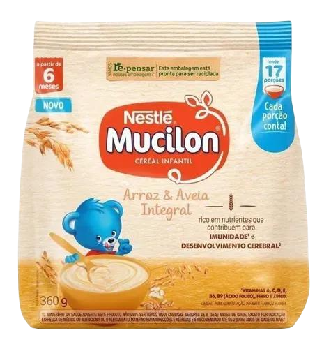 CEREAL INFANTIL INTEGRAL ARROZ & AVEIA MUCILON PACOTE 360G 0