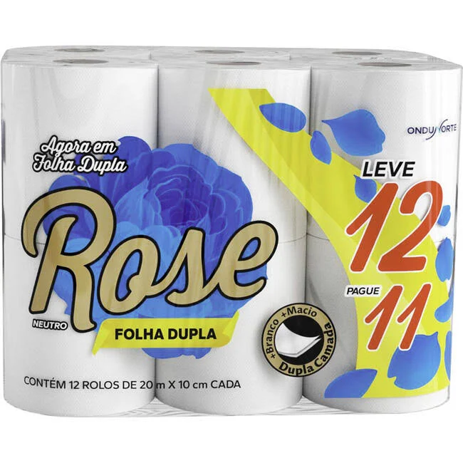 PAPEL HIGIENICO ROSE L12P11 20MTS FOLHA SIMPLES