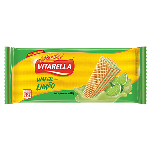 BISCOITO WAFER RECHEIO LIMÃO VITARELLA PACOTE 80G 0