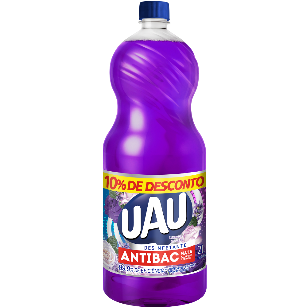 DESINFETANTE UAU ANTIBACTERIANO 2LT LAVANDA E ROSAS