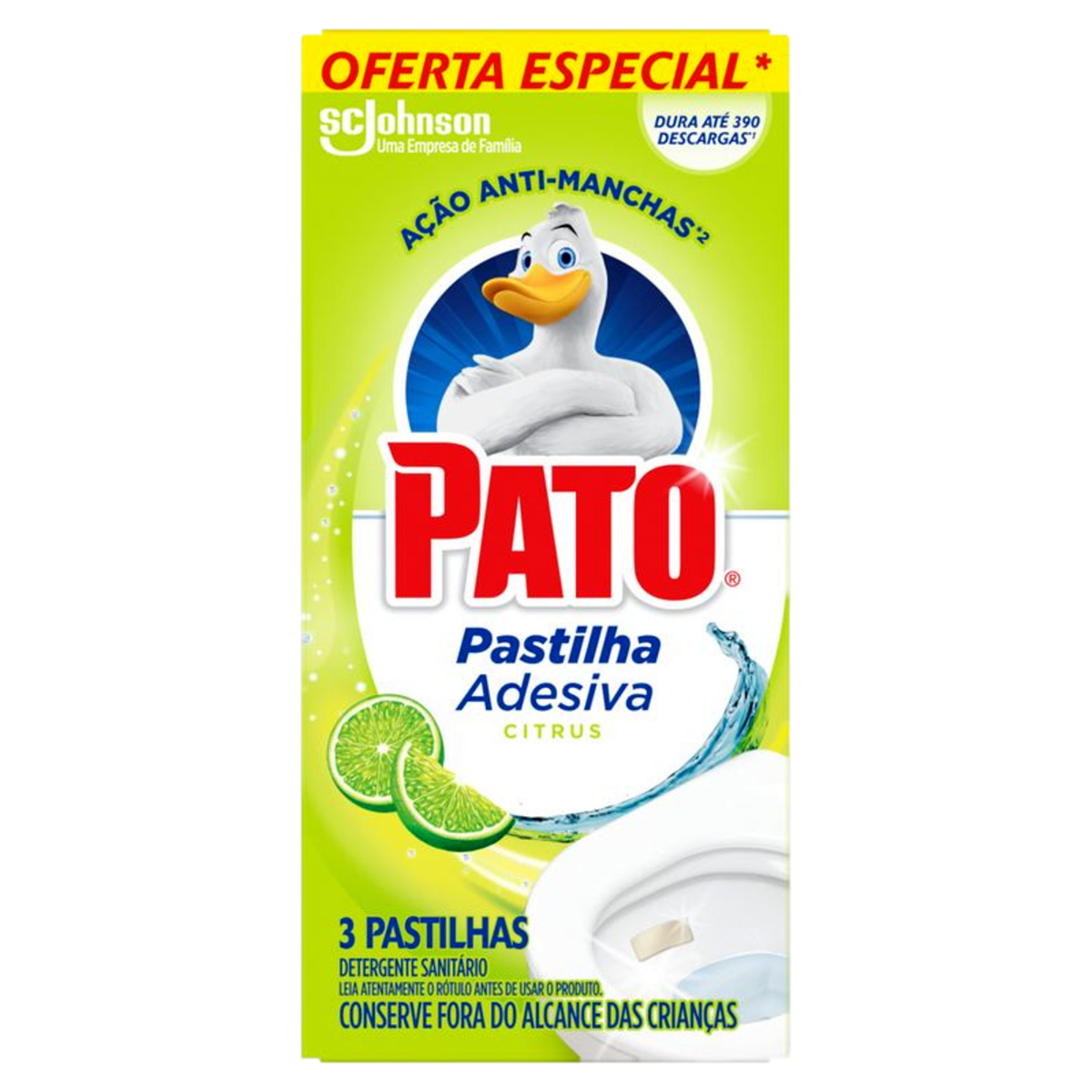 DETERGENTE SANITÁRIO PASTILHA ADESIVA CITRUS PATO 3 UNIDADES OFERTA ESPECIAL 0